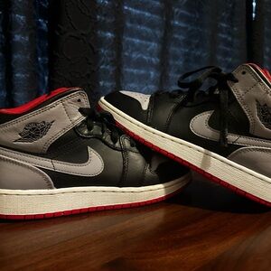 Nike Kids Sneakers Air Jordan Black and Gray with Red Accents